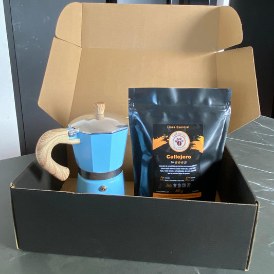 Cafetera Moka + Café de 250 gramos