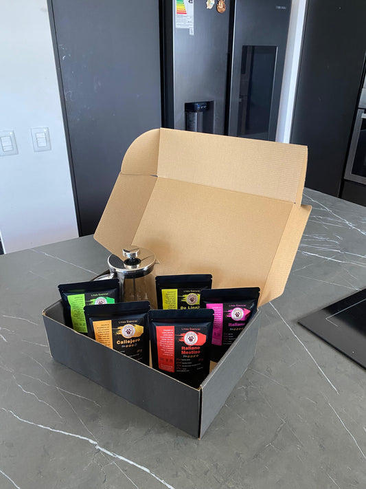Pack de Iniciación (Prensa Francesa + 5 variedades de café de 50 gramos)