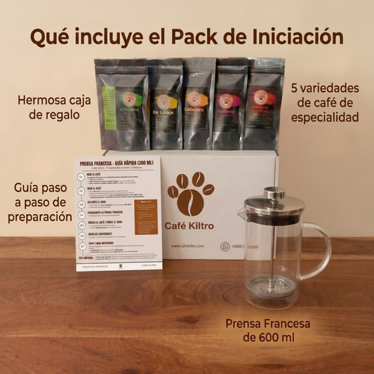 Pack de Iniciación (Prensa Francesa + Pack Degustación + Guía)