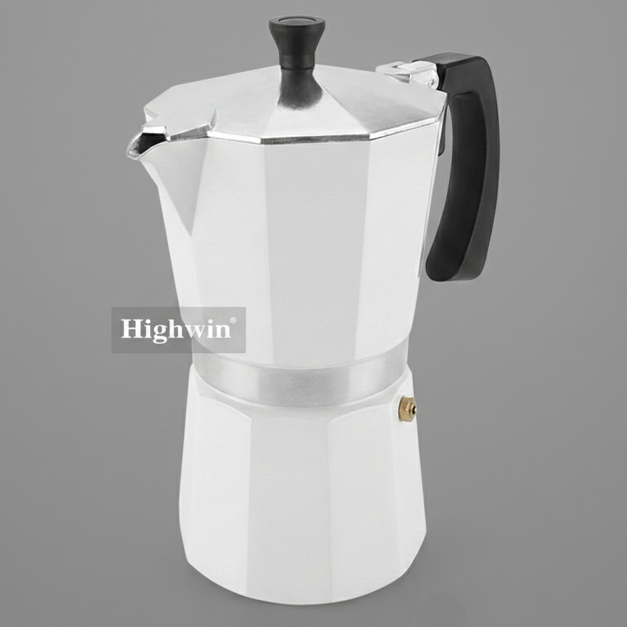 Cafetera Moka Italiana 6 Tazas (Blanco / Negro) - Café Kiltro cl