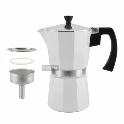 Cafetera Moka Italiana 6 Tazas (Blanco / Negro) - Café Kiltro cl