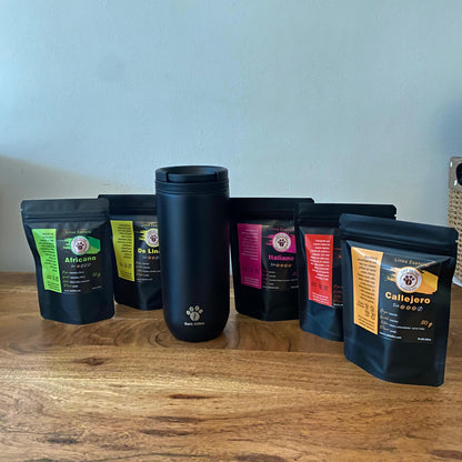 Mug Termico + Pack de Degustación (5 variedades de 50 gramos)