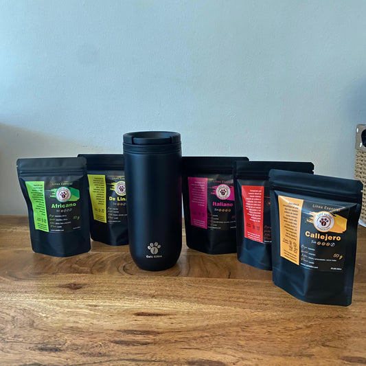 Mug Termico + Pack de Degustación (5 variedades de 50 gramos)