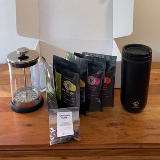 pack "Ritual Completo": pack degustación + chocolate + mug +cafetera