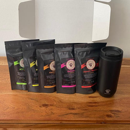 Mug Termico + Pack de Degustación XL (5 variedades de 100 gramos) (envió gratis en RM) - Café Kiltro cl